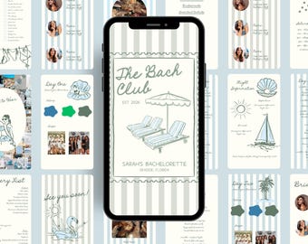 Coastal Bachelorette Itinerary Template Seashells and Wedding Bells Last Splash Mobile Canva Editable Girls Weekend Planner
