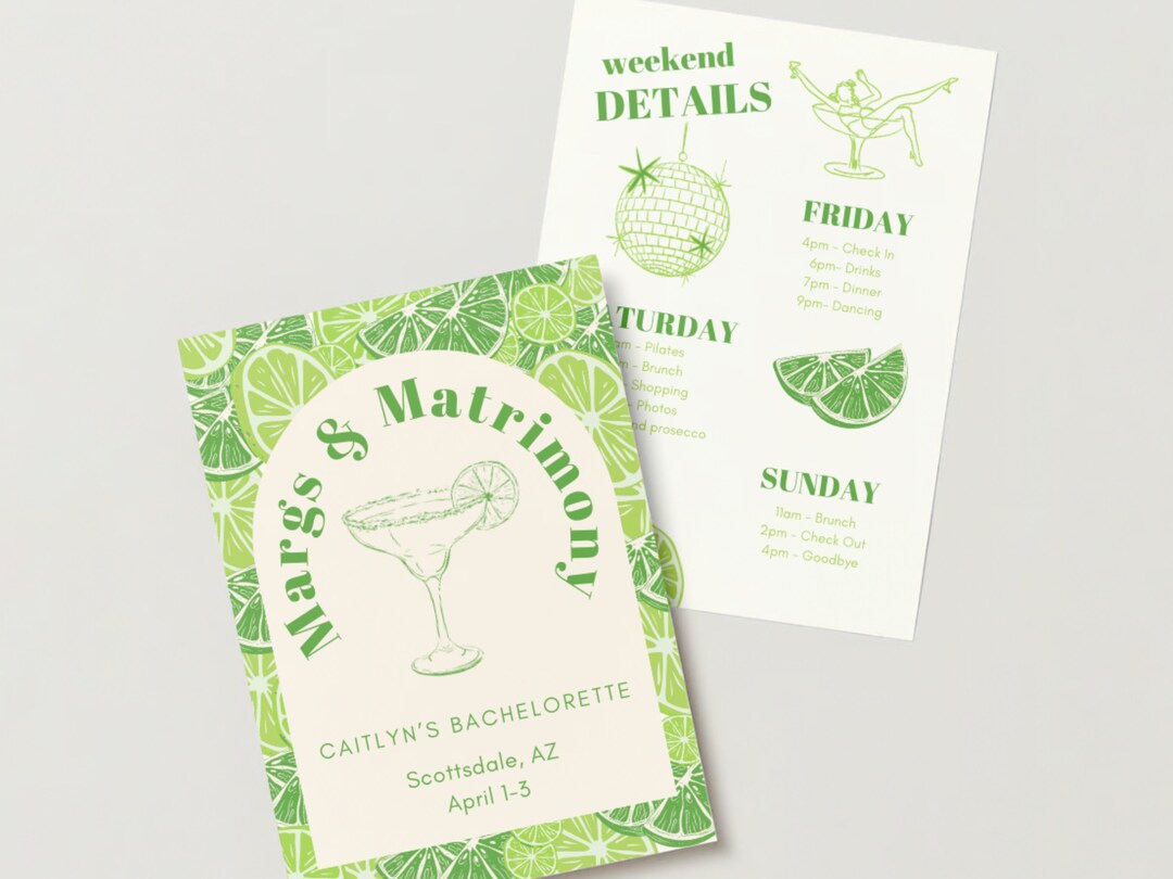 Margs and Matrimony, Bachelorette Itinerary Template, Final Fiesta ...