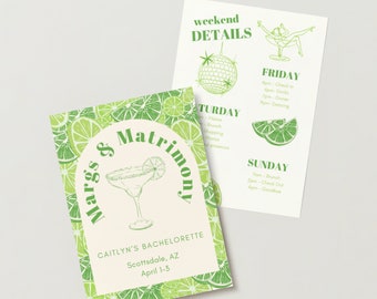 Margs and Matrimony, Bachelorette Reiseplan Vorlage, Finale Fiesta, Mexiko Bachelorette, Fiesta Bachelorette, Reiseplan, Canva Pro