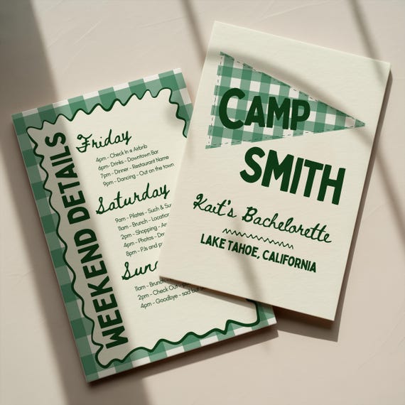 Camp Bachelorette Itinerary Template Editable Canva Weekend Schedule Glamping Party Agenda Camp Bride Itinerary Lake Bachelorette