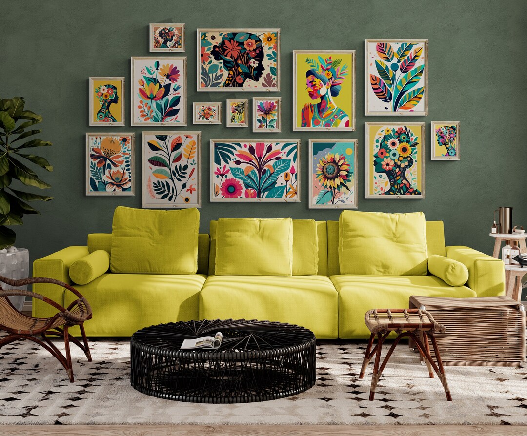 Modern Eclectic Floral Gallery Set One, Flower Art Printing Set of 15
