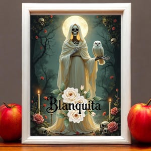 Fysieke canvasafdruk Santa Muerte Holy Death Santisima Muerte Blanquita - Fysiek afgedrukte afbeelding op canvas - lijst niet inbegrepen - deel 2