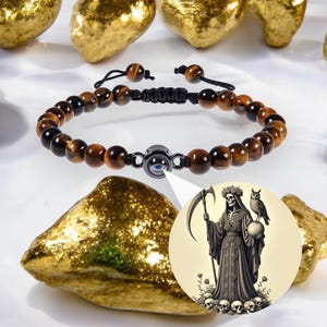 Bracciale con immagine segreta di Santa Muerte - Bracciale della Sacra Morte - Bracciale con perline di cristallo - Bracciale Santísima Muerte - Pulsera de la Santa Muerte