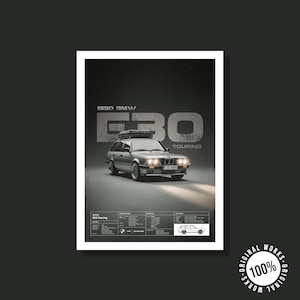 BMW E30 1990 Touring 40x60cm (16 x 24 inches) Poster Print