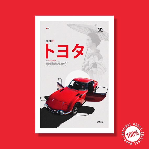 Toyota 2000GT Poster: Vintage Muscle Car Garage Decor (digital 