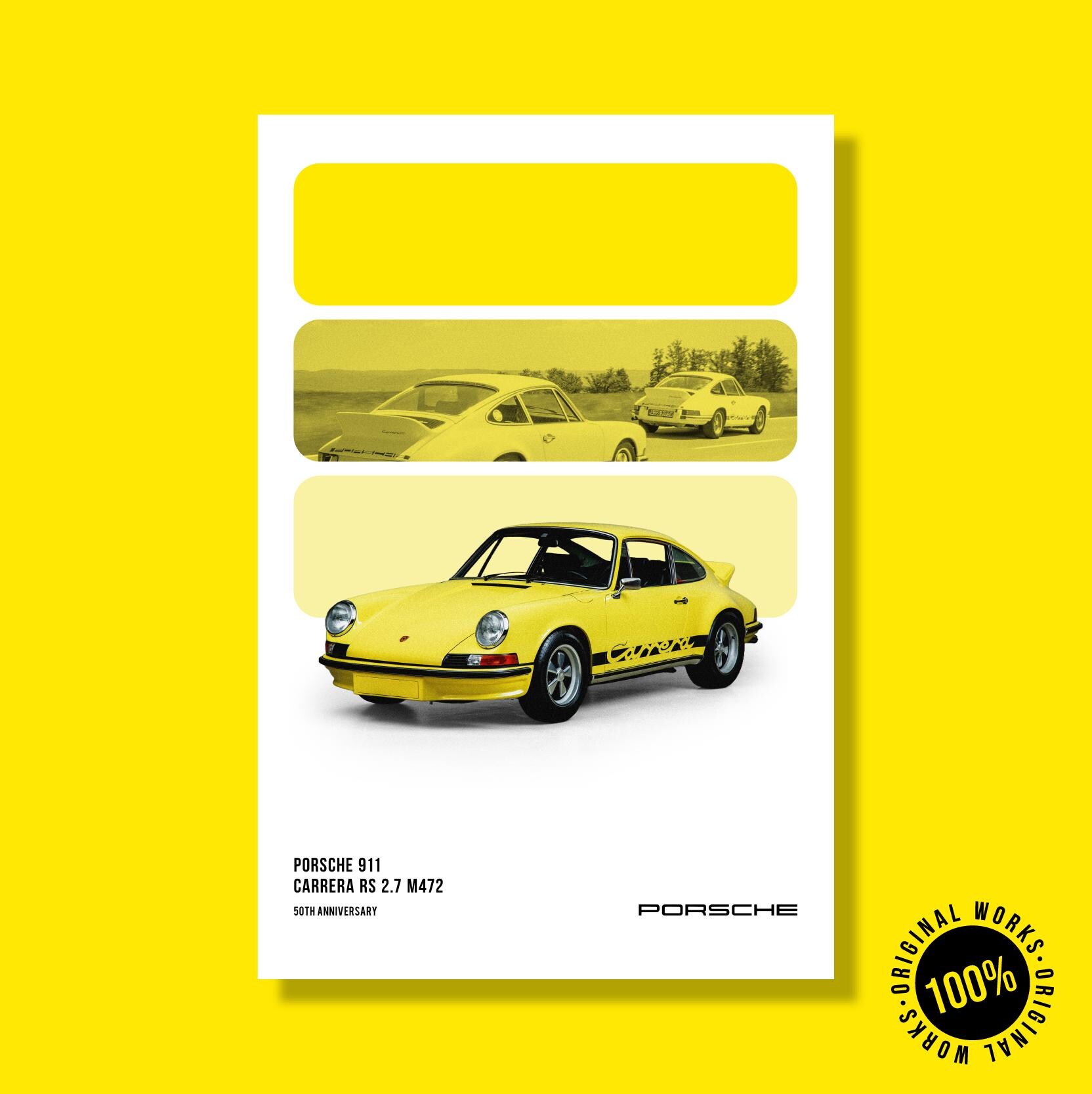 ポルシェ 911 カレラ RS 2.7 ポスター：クラシックスポーツカーアート 