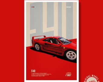 Ferrari F40 40 x 60 cm (16 x 24 cale) Plakat Wydruk