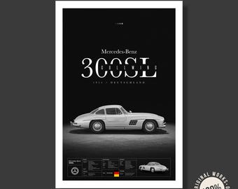 Mercedes 300 SL 40 x 60 cm (16 x 24 cale) Plakat cyfrowy