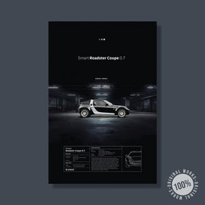 Smart Roadster Coupe 0.7 Poster – Vintage Muscle Car Wall Art, Digital Print, Retro Garage Decor for Car Lovers - 40x60cm
