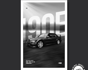 Mercedes Benz 190 E 2.5-16 Evolution II 40 x 60 cm (16 x 24 cale) Plakat cyfrowy