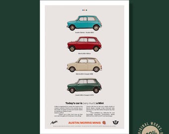 Mini - Austin - Morris Car - Vintage Car Art Print - 40x60cm Digital 300dpi