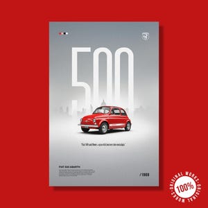 Fiat 500 Abart 1969 Car Poster 40x60cm (16 x 24 inches) Digital