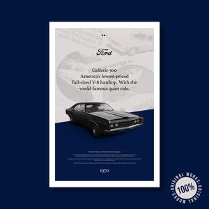 1970 Ford Galaxie 500 Poster – Vintage Muscle Car Wall Art, Classic American Auto Digital Print, Retro Garage Decor for Car Lovers - 40x60cm
