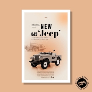 1955 Jeep CJ-5 Poster: Vintage Off-Road Vehicle Art (Digital Download)