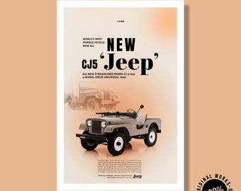 1955 Jeep CJ-5 Poster: Vintage Off-Road Vehicle Art (Digital Download)