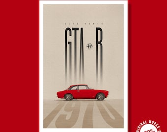 Alfa GTA-R 1970 40 x 60 cm (16 x 24 cale) Plakat cyfrowy