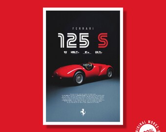 Ferrari 125 S 40 x 60 cm (16 x 24 cale) Plakat Wydruk