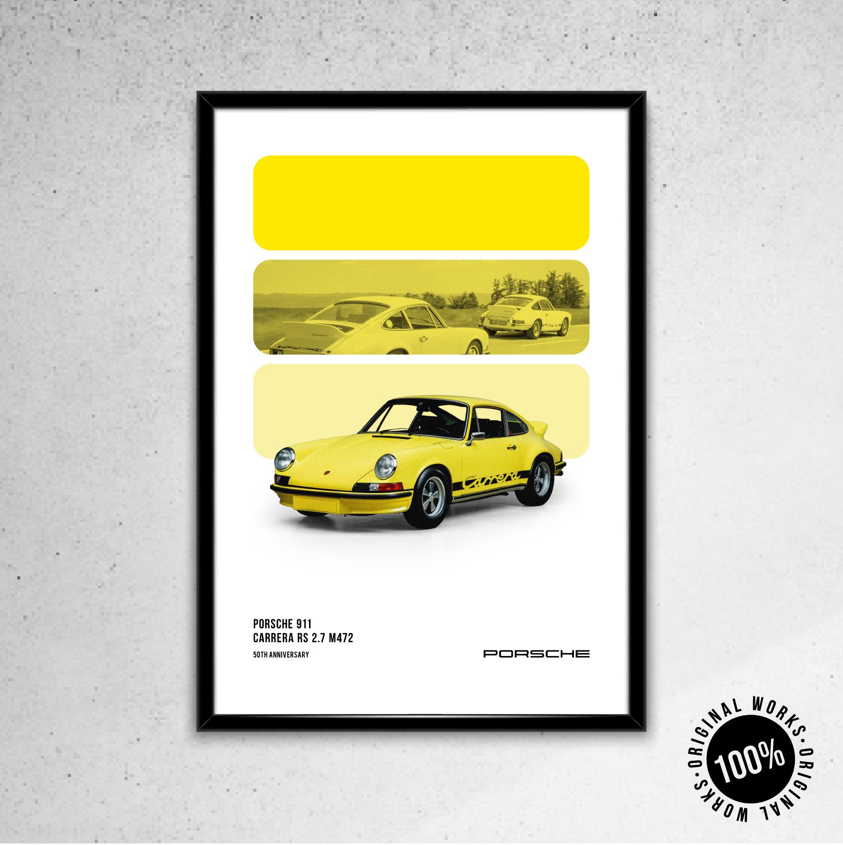 ポルシェ 911 カレラ RS 2.7 ポスター：クラシックスポーツカーアート 