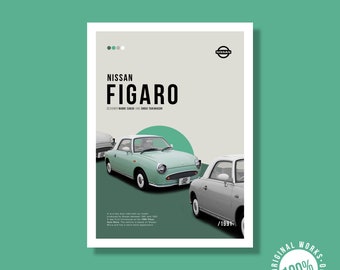 Nissan Figaro 1991 40 x 60 cm (16 x 24 cale) Plakat Wydruk