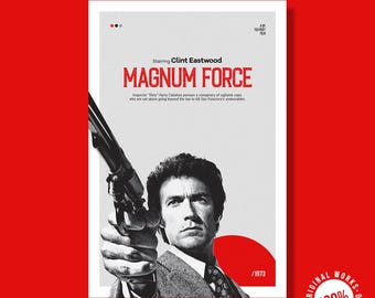 Plakat filmowy „Siła Magnum” – minimalistyczna sztuka Clinta Eastwooda (pobranie cyfrowe)