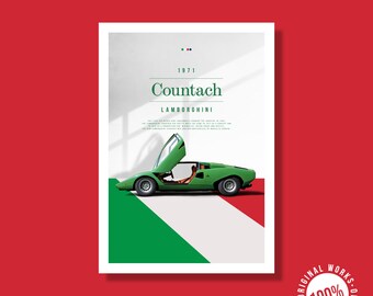 1971 Lamborghini Countach 40 x 60 cm (16 x 24 cale) Plakat Wydruk