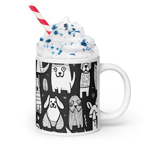 Kubek błyszczący Cartoon Dogs White