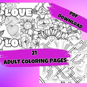 21 Unique Adult Coloring Pages | Stress Relief & Mindfulness Coloring Book | Intricate Designs for Relaxation