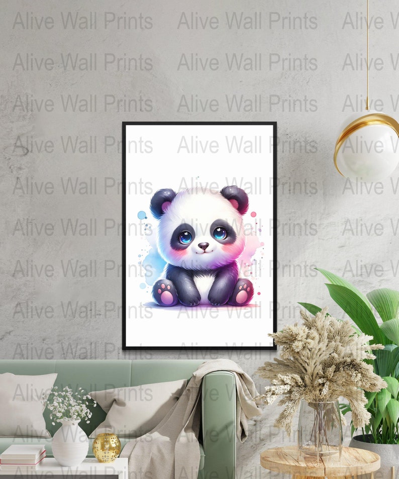 Cute Baby Panda Digital Art Print, Adorable Panda Wall Art,watercolor ...