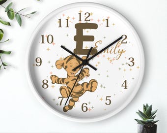 Personalize, Customize, Classic Winnie the Pooh Wall Clock Timeless Charm in 3 Colors,Classic Tigger,Physical Clock,nursery decor, kids room