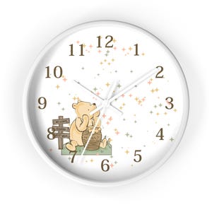 Classical Pooh Design Wall Clock, Classical Winnie the Pooh Home Decor, Cute Cartoon Character Clock, Kids Room Wall Art, Nursery Clock