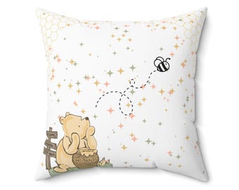 Classical Pooh,WinnieWhimsical Starry Night Pillow | Cozy Decor, Nursery Cushion,Gift for Kids,Dreamy Home Accent, Cute Animal Throw Pillow