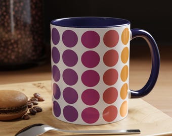 Polka Dot Accent Mug-słodki kubek do kawy na śniadanie, wystrój kuchni, prezent dla niej, ceramiczny kubek do herbaty, akcesoria do domowego biura, kubek dla dzieci, prezent dla niej