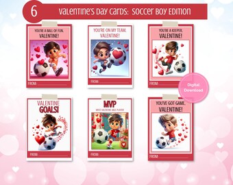 de Saint-Valentin imprimables pour enfants | footballeurs garçons inspirés de Pixar | Cartes de Saint-Valentin sur le thème du sport | Téléchargement instantané