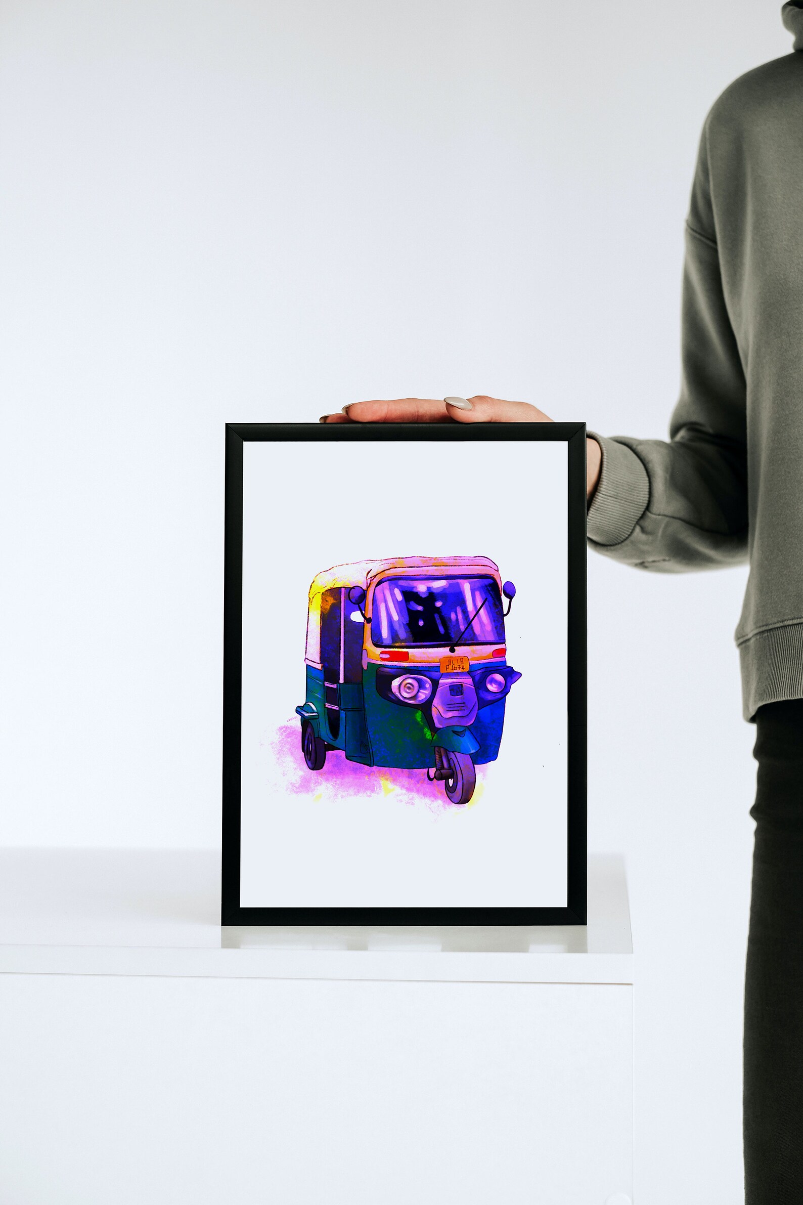 Auto Rickshaw Art Tuk Tuk Drawing Auto Wall Art India Theme Wall Art ...