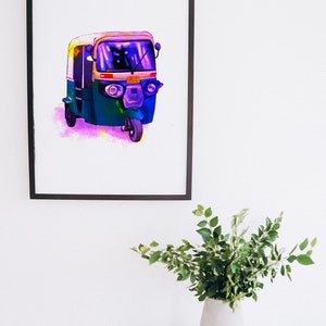 Auto Rickshaw Art Tuk Tuk Drawing Auto Wall Art India Theme Wall Art ...