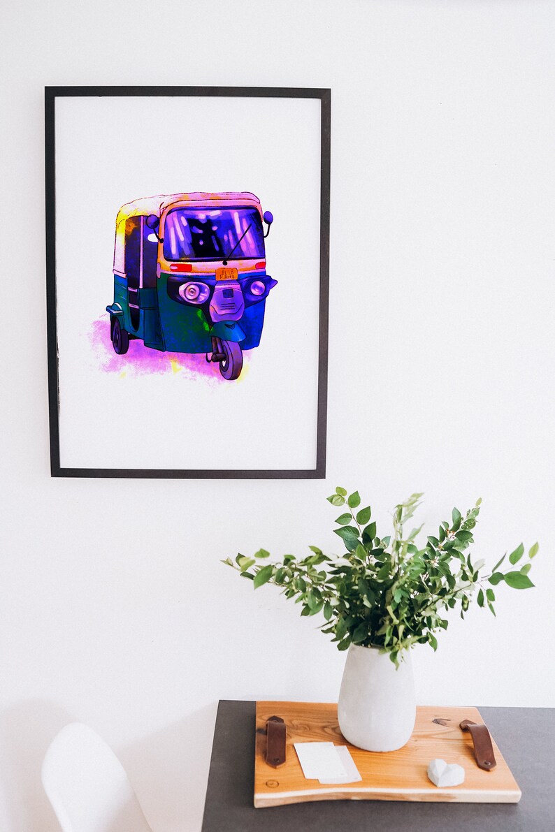 Auto Rickshaw Art Tuk Tuk Drawing Auto Wall Art India Theme Wall Art ...