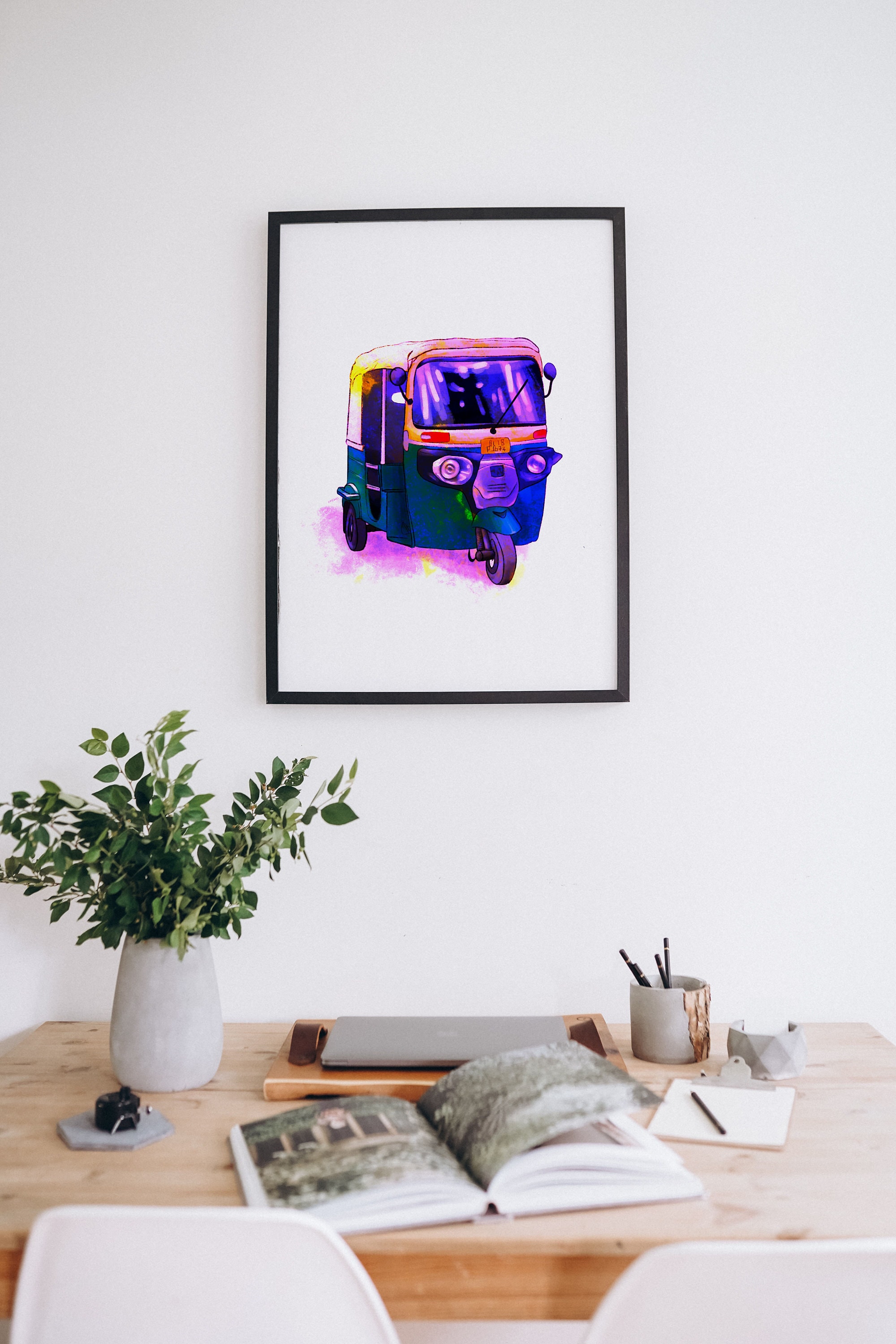 Auto Rickshaw Art Tuk Tuk Drawing Auto Wall Art India Theme Wall Art ...
