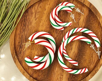 Christmas Earrings | Candy Cane Christmas | Handmade Unique Earrings - Lightweight & Hypoallergenic