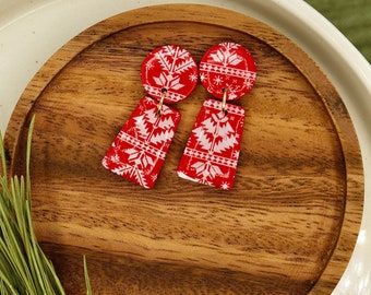 Christmas earrings | Red Christmas mini | Handmade unique earrings - lightweight and hypoallergenic