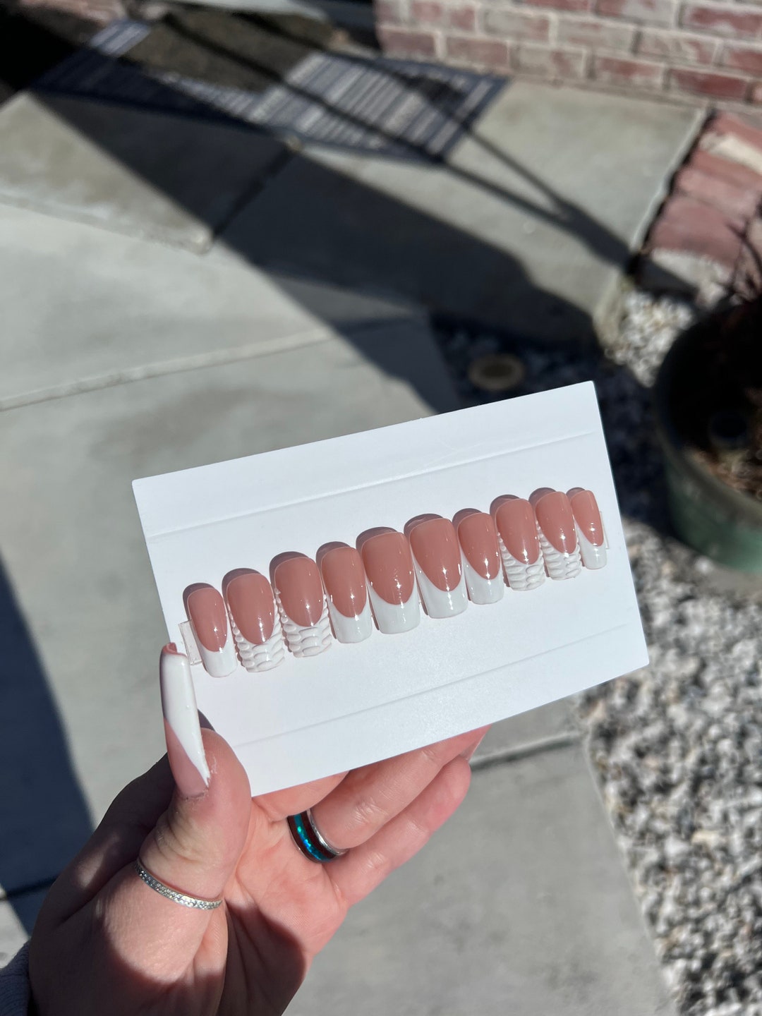 White French Press on Nails Etsy