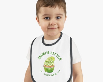 Mimi's Little Cupcake - Lime - Contrast Trim Jersey Bib for Baby