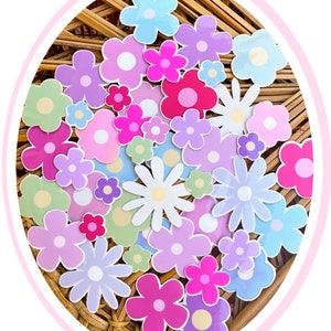 Cute Mini Flower Sticker Set, set of 10 stickers, Handmade Vinyl Sticker Pack for Journaling, Water Bottle or Laptop
