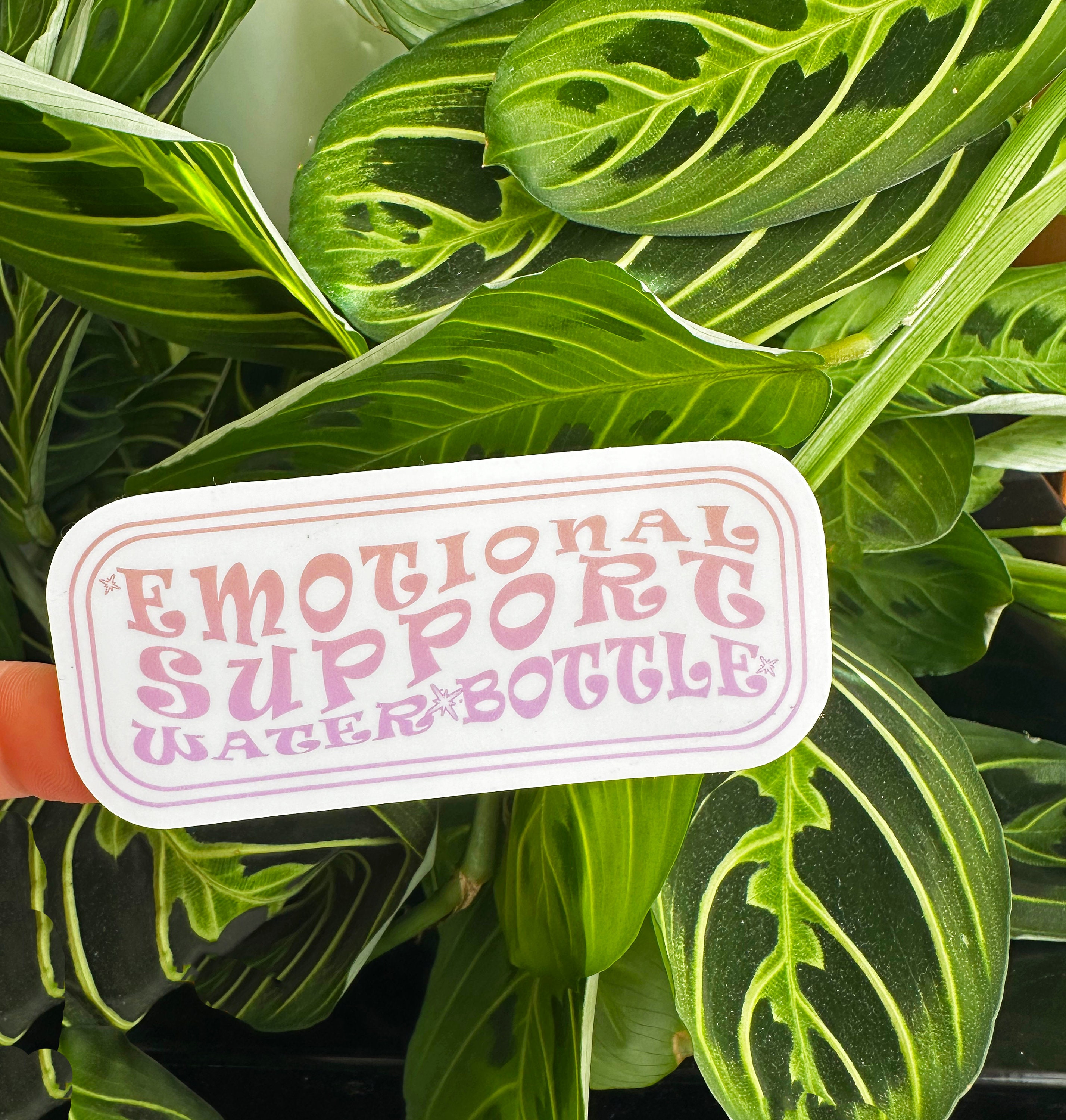 Emotional Support Water Bottle Sticker - Cute Pink Handmade Vinyl ...