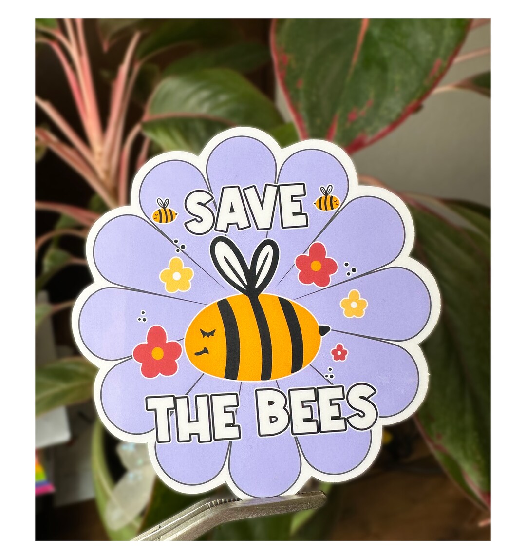 Bee Sticker - Save the Bees - Flower Sticker - Spring Sticker - Cute ...