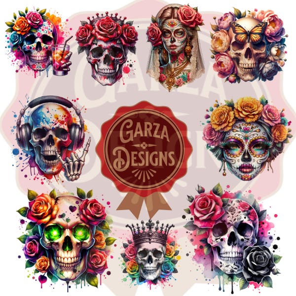 PNG de crâne de sucre, crâne de fille, crâne floral, crâne de sucre de femmes