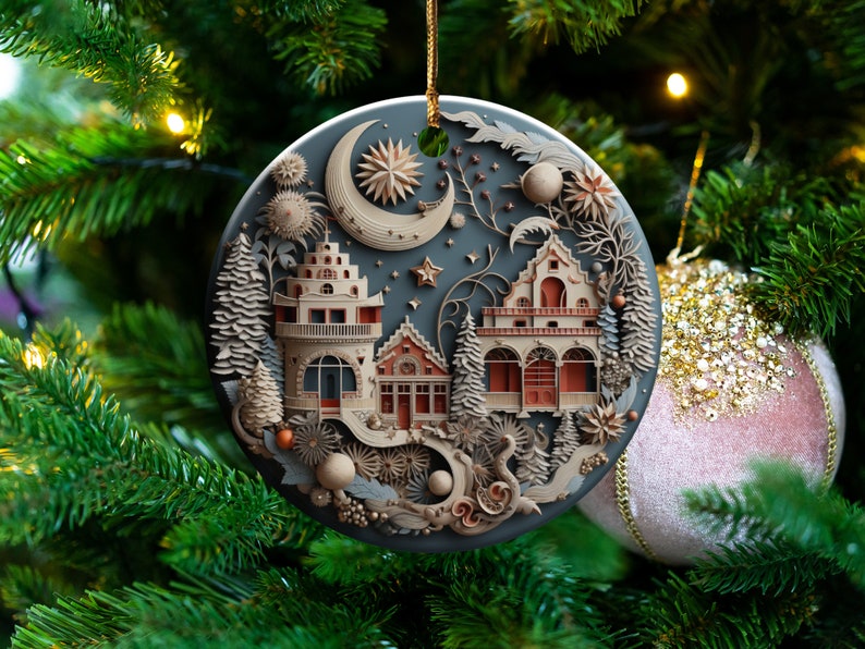 Scandinavian Christmas Ornaments, Nordic Folk Art Miniature Ornament, Seasonal Large Family