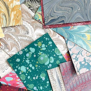 Hand Marbled Paper Pack, 4"x6" Marbled Paper Set, Marbled Paper Sheets, Decorative Paper, Assorted Paper, Marbled Paper Scrap Pack, Paper