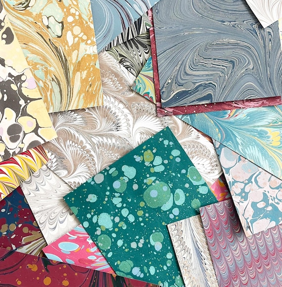 Hand Marbled Paper Pack, 4x6 Decorative Paper, Scrapbooking, Collage