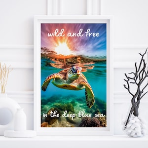 Sea Turtle Wall Art Beach House and Coastal Home Decor Sea Turtle Art Sea Turtle Gifts Sea Life Art Airbnb Wall Art, Ocean Wall Art