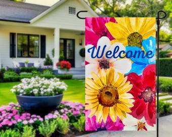 Summer Flags for Garden Welcome Garden Flag Summer Flower Flags Floral Yard Flag Summer Yard Decorations Housewarming Gift